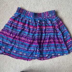 LIKE NEW Forever 21 mini skirt - blue, purple, pink striped design, size Small S